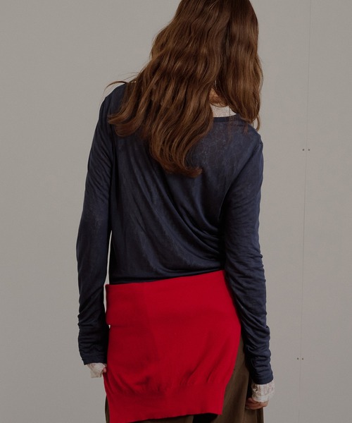 MUHET(ミュエータ)の「【set item】sheer layered gather tops / シアーレイヤードギャザーロンTセット(Tシャツ/カットソー・レディース・チャコールグレー/オフホワイト/ネイビー/ブラウン・FREE)」の9枚目の写真