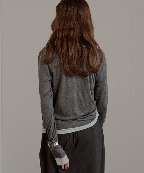 MUHET(ミュエータ)の「【set item】sheer layered gather tops / シアーレイヤードギャザーロンTセット(Tシャツ/カットソー・レディース・チャコールグレー/オフホワイト/ネイビー/ブラウン・FREE)」の20枚目の写真