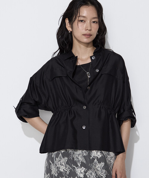 K.T KIYOKO TAKASE(キヨコタカセ)の「ライトシルクウール ミリタリーシャツ(シャツ/ブラウス・レディース・ブラック/チャコールグレー・9号)」の2枚目の写真