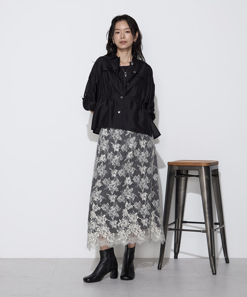 K.T KIYOKO TAKASE(キヨコタカセ)の「ライトシルクウール ミリタリーシャツ(シャツ/ブラウス・レディース・ブラック/チャコールグレー・9号)」の4枚目の写真