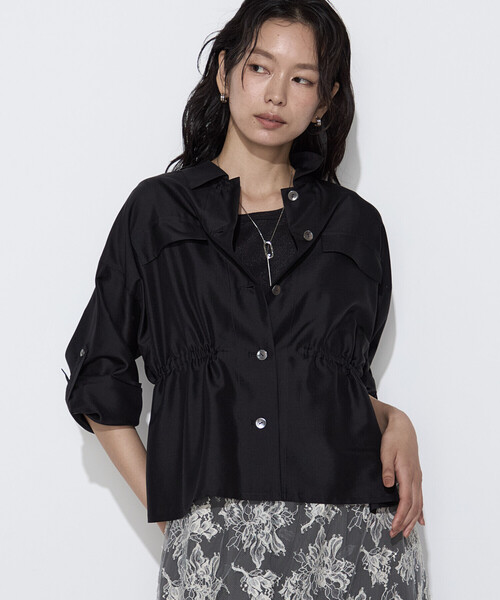 K.T KIYOKO TAKASE(キヨコタカセ)の「ライトシルクウール ミリタリーシャツ(シャツ/ブラウス・レディース・ブラック/チャコールグレー・9号)」の5枚目の写真