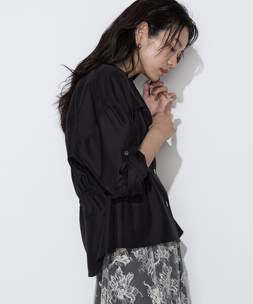 K.T KIYOKO TAKASE(キヨコタカセ)の「ライトシルクウール ミリタリーシャツ(シャツ/ブラウス・レディース・ブラック/チャコールグレー・9号)」の6枚目の写真