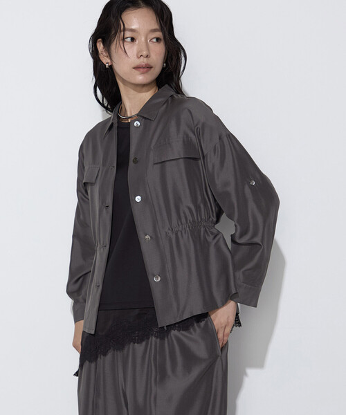 K.T KIYOKO TAKASE(キヨコタカセ)の「ライトシルクウール ミリタリーシャツ(シャツ/ブラウス・レディース・ブラック/チャコールグレー・9号)」の14枚目の写真