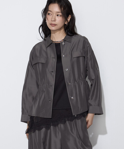 K.T KIYOKO TAKASE(キヨコタカセ)の「ライトシルクウール ミリタリーシャツ(シャツ/ブラウス・レディース・ブラック/チャコールグレー・9号)」の15枚目の写真