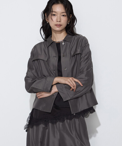 K.T KIYOKO TAKASE(キヨコタカセ)の「ライトシルクウール ミリタリーシャツ(シャツ/ブラウス・レディース・ブラック/チャコールグレー・9号)」の16枚目の写真