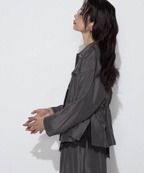 K.T KIYOKO TAKASE(キヨコタカセ)の「ライトシルクウール ミリタリーシャツ(シャツ/ブラウス・レディース・ブラック/チャコールグレー・9号)」の18枚目の写真