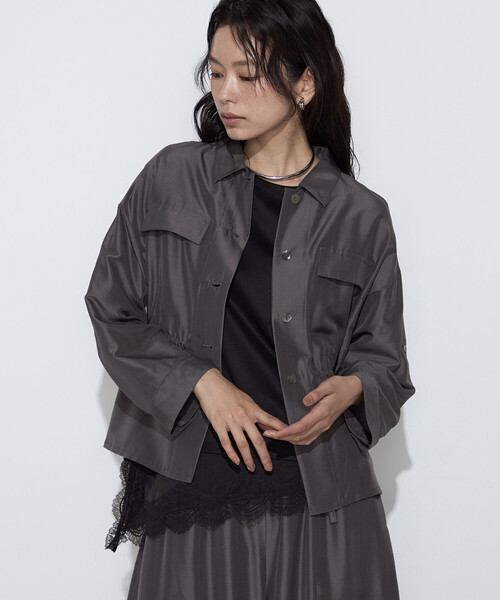 K.T KIYOKO TAKASE(キヨコタカセ)の「ライトシルクウール ミリタリーシャツ(シャツ/ブラウス・レディース・ブラック/チャコールグレー・9号)」の19枚目の写真