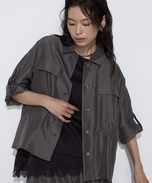 K.T KIYOKO TAKASE(キヨコタカセ)の「ライトシルクウール ミリタリーシャツ(シャツ/ブラウス・レディース・ブラック/チャコールグレー・9号)」の20枚目の写真