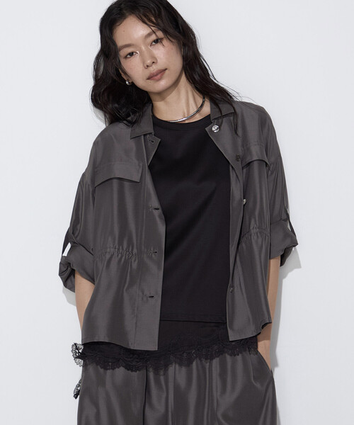 K.T KIYOKO TAKASE(キヨコタカセ)の「ライトシルクウール ミリタリーシャツ(シャツ/ブラウス・レディース・ブラック/チャコールグレー・9号)」の21枚目の写真