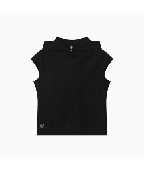 MENASOO(ミナス)の「Move Hood Ribbed Top_Black(Tシャツ/カットソー・レディース・ブラック・1/2)」の1枚目の写真