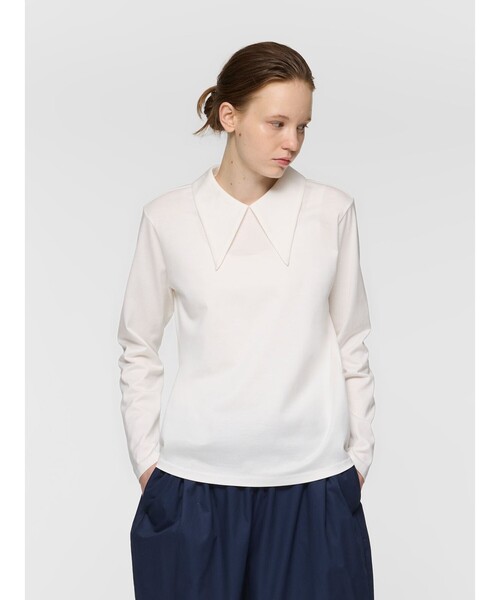 mizuiroind(ミズイロインド)の「mizuiro ind ロングカラーロングスリーブプルオーバー(Tシャツ/カットソー・レディース・グレー/オフホワイト/チャコールグレー・FREE)」の1枚目の写真