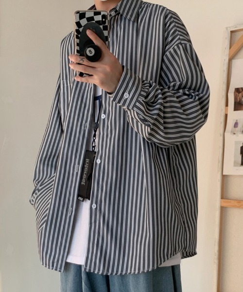 KELVIN(ケルヴァン)の「Metro Stripe Shirt メトロストライプシャツ(シャツ/ブラウス・メンズ・ブラック・MEDIUM/LARGE)」の3枚目の写真