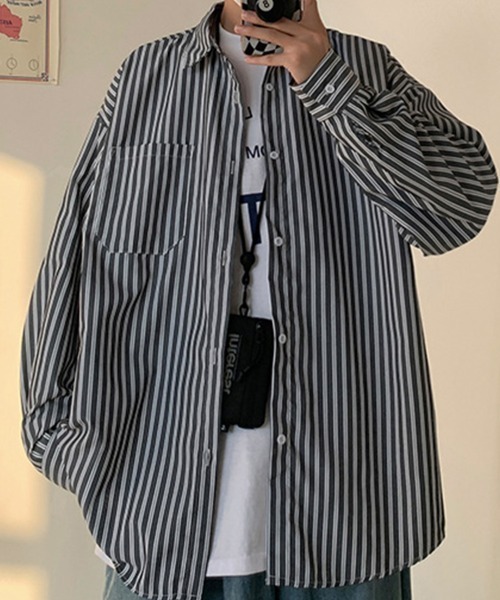 KELVIN(ケルヴァン)の「Metro Stripe Shirt メトロストライプシャツ(シャツ/ブラウス・メンズ・ブラック・MEDIUM/LARGE)」の4枚目の写真