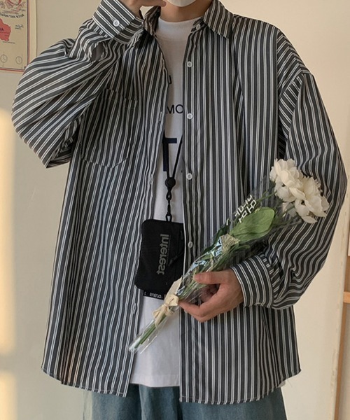 KELVIN(ケルヴァン)の「Metro Stripe Shirt メトロストライプシャツ(シャツ/ブラウス・メンズ・ブラック・MEDIUM/LARGE)」の5枚目の写真