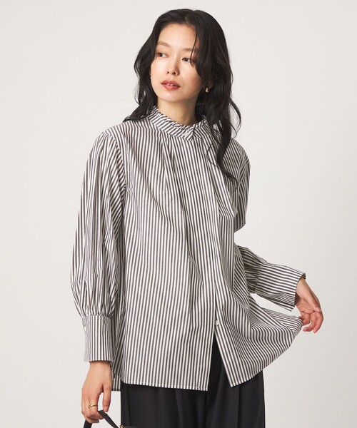 green label relaxing(グリーンレーベルリラクシング)の「ニットベスト×フリルネック ブラウス(シャツ/ブラウス・レディース・モカ/ブラック/ナチュラル・FREE)」の7枚目の写真