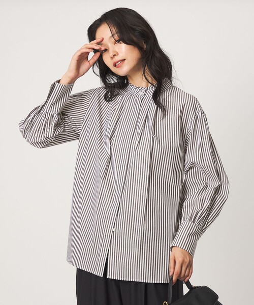 green label relaxing(グリーンレーベルリラクシング)の「ニットベスト×フリルネック ブラウス(シャツ/ブラウス・レディース・モカ/ブラック/ナチュラル・FREE)」の8枚目の写真