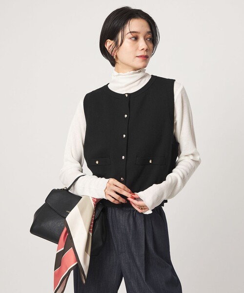 green label relaxing(グリーンレーベルリラクシング)の「ニットベスト×フリルネック ブラウス(シャツ/ブラウス・レディース・モカ/ブラック/ナチュラル・FREE)」の12枚目の写真