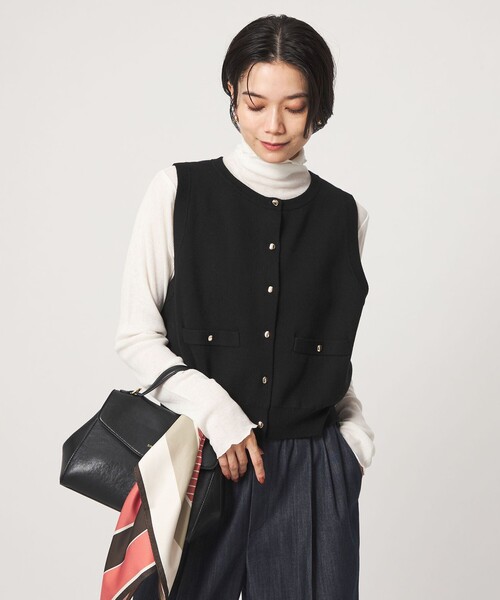 green label relaxing(グリーンレーベルリラクシング)の「ニットベスト×フリルネック ブラウス(シャツ/ブラウス・レディース・モカ/ブラック/ナチュラル・FREE)」の13枚目の写真