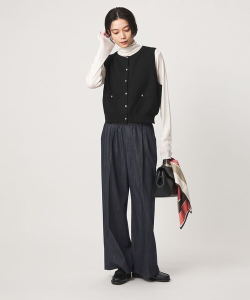 green label relaxing(グリーンレーベルリラクシング)の「ニットベスト×フリルネック ブラウス(シャツ/ブラウス・レディース・モカ/ブラック/ナチュラル・FREE)」の14枚目の写真