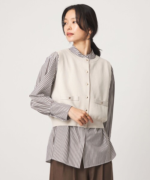 green label relaxing(グリーンレーベルリラクシング)の「ニットベスト×フリルネック ブラウス(シャツ/ブラウス・レディース・モカ/ブラック/ナチュラル・FREE)」の16枚目の写真