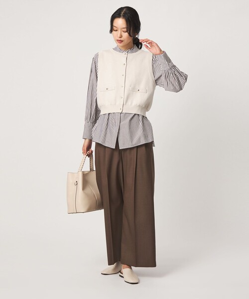 green label relaxing(グリーンレーベルリラクシング)の「ニットベスト×フリルネック ブラウス(シャツ/ブラウス・レディース・モカ/ブラック/ナチュラル・FREE)」の18枚目の写真