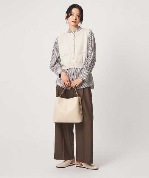 green label relaxing(グリーンレーベルリラクシング)の「ニットベスト×フリルネック ブラウス(シャツ/ブラウス・レディース・モカ/ブラック/ナチュラル・FREE)」の19枚目の写真