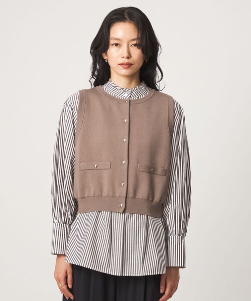 green label relaxing(グリーンレーベルリラクシング)の「ニットベスト×フリルネック ブラウス(シャツ/ブラウス・レディース・モカ/ブラック/ナチュラル・FREE)」の20枚目の写真