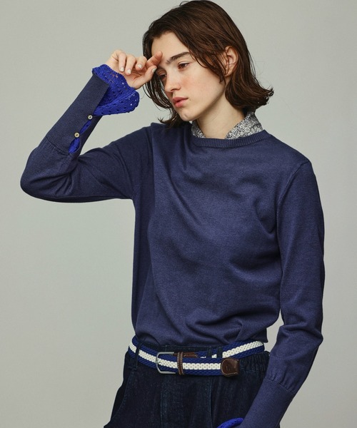 Kelen（ケレン）の「「KELEN / ケレン」クロシェ編み袖レイヤードニットトップス（ニット/セーター・レディース・ベージュ/ブラック/チャコールグレー・FREE）」の6枚目の写真