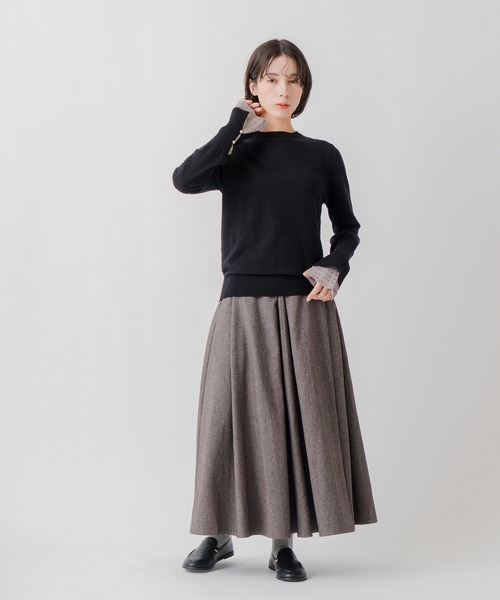 Kelen（ケレン）の「「KELEN / ケレン」クロシェ編み袖レイヤードニットトップス（ニット/セーター・レディース・ベージュ/ブラック/チャコールグレー・FREE）」の10枚目の写真