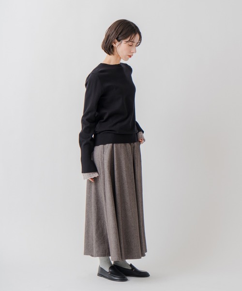 Kelen（ケレン）の「「KELEN / ケレン」クロシェ編み袖レイヤードニットトップス（ニット/セーター・レディース・ベージュ/ブラック/チャコールグレー・FREE）」の12枚目の写真