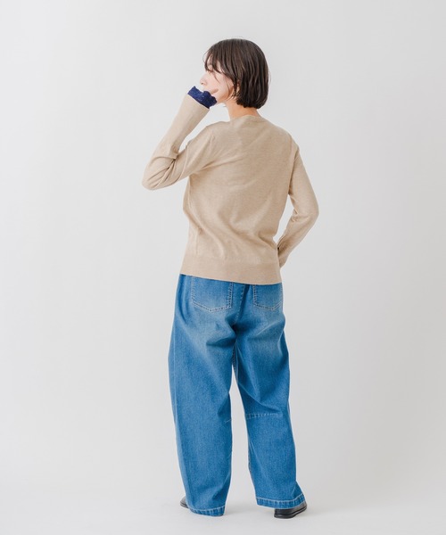 Kelen（ケレン）の「「KELEN / ケレン」クロシェ編み袖レイヤードニットトップス（ニット/セーター・レディース・ベージュ/ブラック/チャコールグレー・FREE）」の20枚目の写真