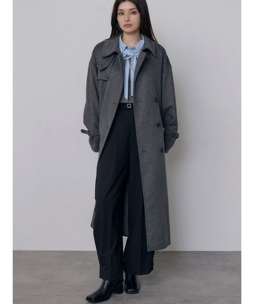 MURUA(ムルーア)の「トレンチウール混コート 冬服(チェスターコート・レディース・ブラック/グレー/アイボリー・1/2)」の3枚目の写真
