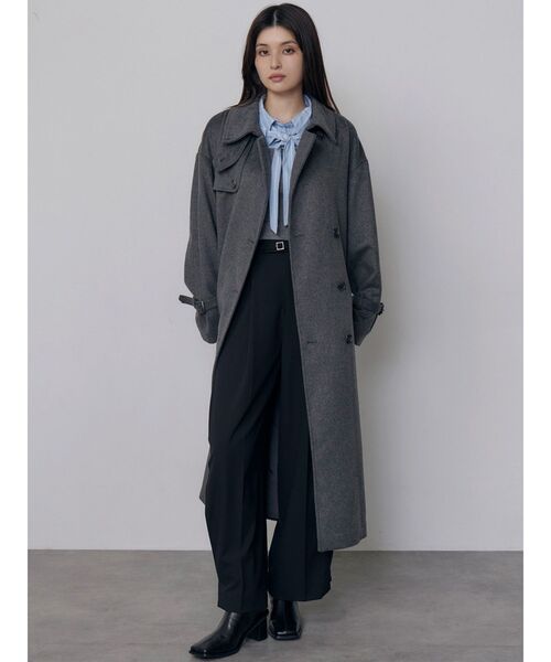 MURUA（ムルーア）の「トレンチウール混コート　冬服（チェスターコート・レディース・ブラック/グレー/アイボリー・1/2）」の4枚目の写真