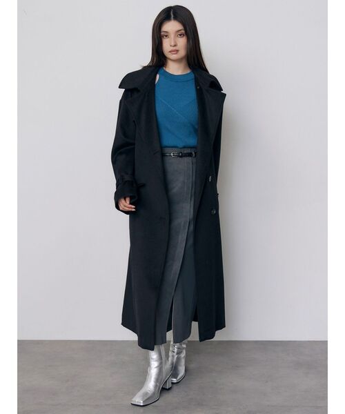 MURUA（ムルーア）の「トレンチウール混コート　冬服（チェスターコート・レディース・ブラック/グレー/アイボリー・1/2）」の5枚目の写真