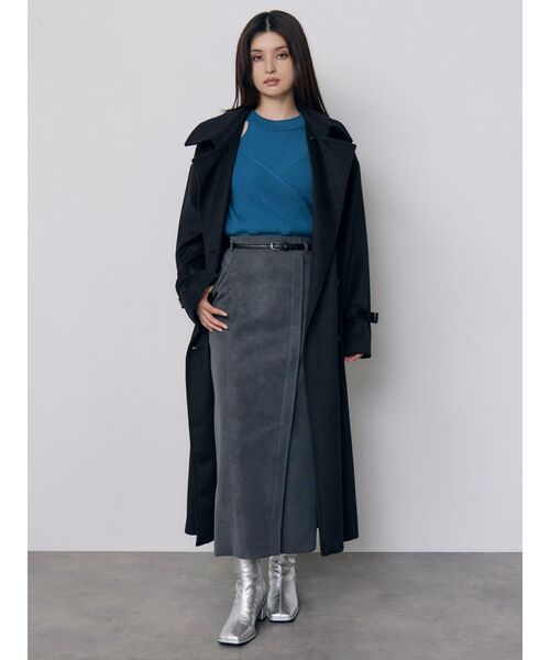 MURUA（ムルーア）の「トレンチウール混コート　冬服（チェスターコート・レディース・ブラック/グレー/アイボリー・1/2）」の6枚目の写真