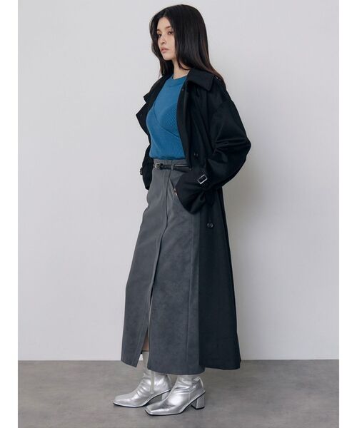 MURUA（ムルーア）の「トレンチウール混コート　冬服（チェスターコート・レディース・ブラック/グレー/アイボリー・1/2）」の7枚目の写真