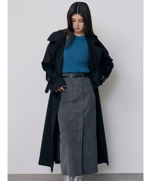 MURUA（ムルーア）の「トレンチウール混コート　冬服（チェスターコート・レディース・ブラック/グレー/アイボリー・1/2）」の8枚目の写真
