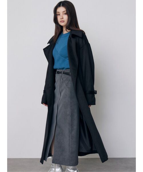 MURUA（ムルーア）の「トレンチウール混コート　冬服（チェスターコート・レディース・ブラック/グレー/アイボリー・1/2）」の9枚目の写真