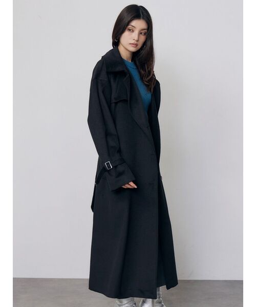 MURUA（ムルーア）の「トレンチウール混コート　冬服（チェスターコート・レディース・ブラック/グレー/アイボリー・1/2）」の10枚目の写真