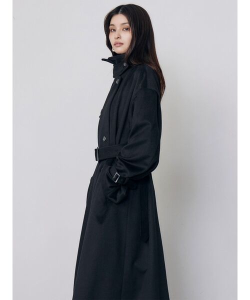 MURUA(ムルーア)の「トレンチウール混コート 冬服(チェスターコート・レディース・ブラック/グレー/アイボリー・1/2)」の4枚目の写真