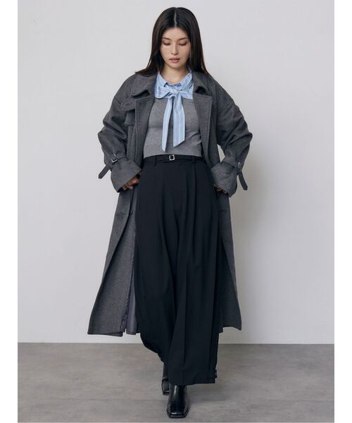 MURUA(ムルーア)の「トレンチウール混コート 冬服(チェスターコート・レディース・ブラック/グレー/アイボリー・1/2)」の7枚目の写真