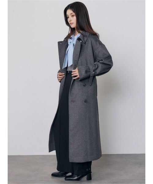 MURUA(ムルーア)の「トレンチウール混コート 冬服(チェスターコート・レディース・ブラック/グレー/アイボリー・1/2)」の8枚目の写真
