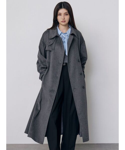 MURUA(ムルーア)の「トレンチウール混コート 冬服(チェスターコート・レディース・ブラック/グレー/アイボリー・1/2)」の10枚目の写真