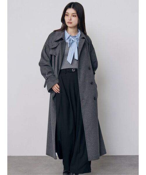 MURUA(ムルーア)の「トレンチウール混コート 冬服(チェスターコート・レディース・ブラック/グレー/アイボリー・1/2)」の11枚目の写真