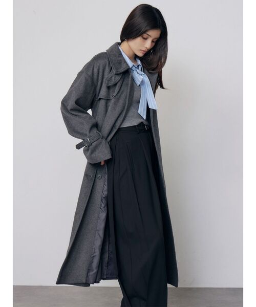 MURUA(ムルーア)の「トレンチウール混コート 冬服(チェスターコート・レディース・ブラック/グレー/アイボリー・1/2)」の12枚目の写真