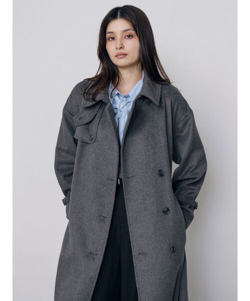 MURUA(ムルーア)の「トレンチウール混コート 冬服(チェスターコート・レディース・ブラック/グレー/アイボリー・1/2)」の13枚目の写真