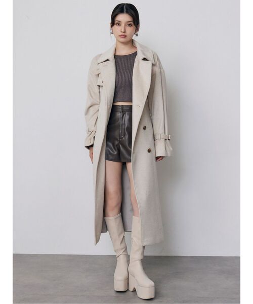 MURUA(ムルーア)の「トレンチウール混コート 冬服(チェスターコート・レディース・ブラック/グレー/アイボリー・1/2)」の14枚目の写真