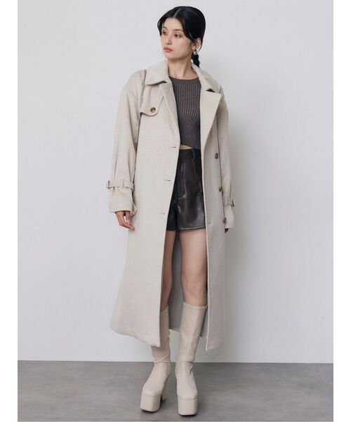 MURUA(ムルーア)の「トレンチウール混コート 冬服(チェスターコート・レディース・ブラック/グレー/アイボリー・1/2)」の15枚目の写真