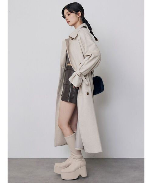 MURUA(ムルーア)の「トレンチウール混コート 冬服(チェスターコート・レディース・ブラック/グレー/アイボリー・1/2)」の16枚目の写真