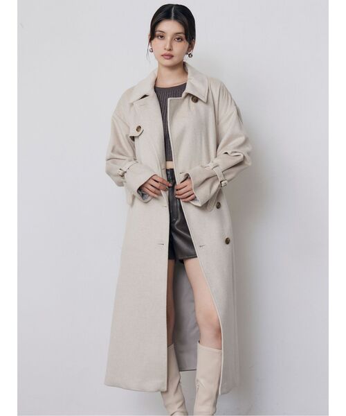 MURUA(ムルーア)の「トレンチウール混コート 冬服(チェスターコート・レディース・ブラック/グレー/アイボリー・1/2)」の20枚目の写真